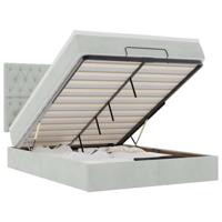 Ottoman bed met matrassen 140x200cm fluweel lichtgrijs - thumbnail