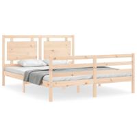 Bedframe met hoofdbord massief hout 160x200 cm - thumbnail