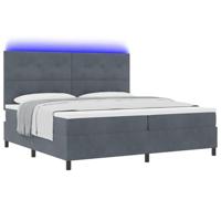 Boxspring bed met matras Donkergrijs 200 x 200 cm Fluweel - thumbnail