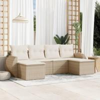 6-delige Loungeset met kussens poly rattan beige - thumbnail