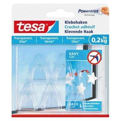 Klevende haak tesa® 0,2kg transparant 5 stuks Klevende haak tesa® 0,2kg transparant 5 stuks