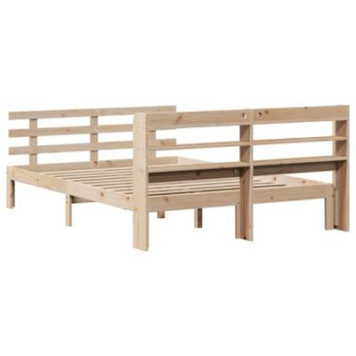 Bedframe met hoofdbord massief grenenhout wit 140x200 cm