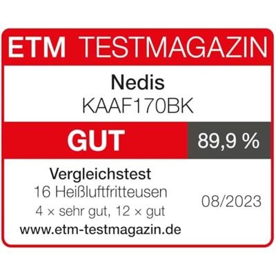 Nedis KAAF170BK Heteluchtfriteuse 7,2 L Tijdschakelaar: 240 Min Aantal Vooraf Ingestelde Programma&apos;s: 8 Digitaal Zwart