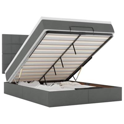 Ottoman bed met matras en LED's 140x200cm stof donkergrijs