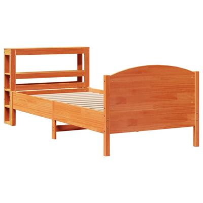 Bedframe zonder matras massief grenenhout wasbruin 75x190 cm - thumbnail