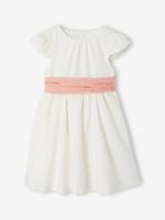 Feestelijke skaterjurk met strik wit - thumbnail