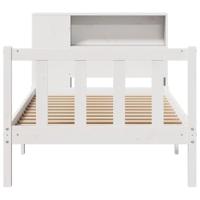 Bed met boekenkast zonder matras grenenhout wit 90x190 cm - thumbnail