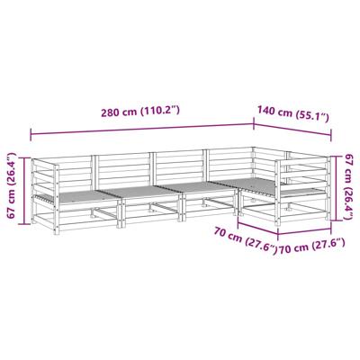 5-delige Loungeset massief grenenhout