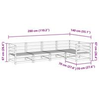 5-delige Loungeset massief grenenhout - thumbnail