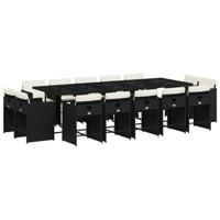 15-delige Tuinset met kussens poly rattan zwart - thumbnail