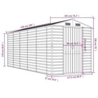 Tuinschuur 191x470x198 cm gegalvaniseerd staal lichtgrijs - thumbnail