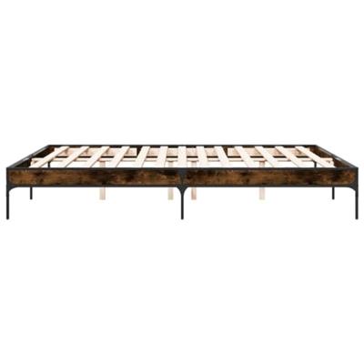 Bedframe bewerkt hout metaal gerookt eikenkleurig 200x200 cm