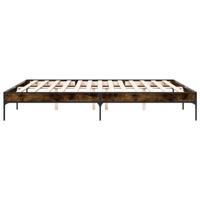Bedframe bewerkt hout metaal gerookt eikenkleurig 200x200 cm - thumbnail