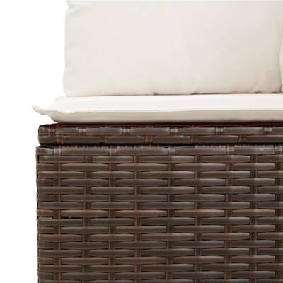 6-delige Loungeset met kussens poly rattan bruin - thumbnail