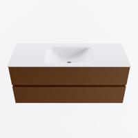 MONDIAZ VICA 120cm badmeubel onderkast Rust 2 lades. Wastafel CLOUD midden 1 kraangat, kleur Talc. - thumbnail