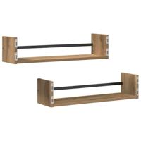 Wandplank 2 pcs artisanaal eikenkleurig 60 x 16 x 14 cm - thumbnail