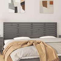 Hoofdbord wandmontage 206x3x63 cm massief grenenhout grijs - thumbnail
