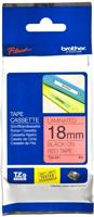 Brother TZe tape voor P-Touch 18 mm, zwart op rood - thumbnail
