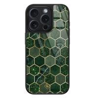 iPhone 15 Pro glazen hardcase - Kubus groen - thumbnail