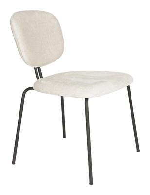 ZILT Eetkamerstoel 'Latisha' Chenille, kleur Off White