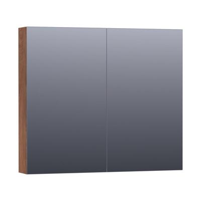 Brauer Impress Deluxe Spiegelkast - 80 cm - met interne en externe Verlichting - 2 Dubbelzijdige Spiegeldeuren - Forest Cacao
