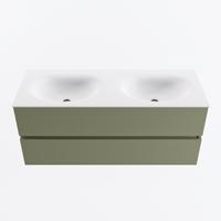 MONDIAZ VICA 120cm badmeubel onderkast Army 2 lades. Wastafel MOON dubbel 2 kraangaten, kleur Talc. - thumbnail