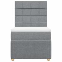 Boxspring met matras stof lichtgrijs 100x200 cm - thumbnail