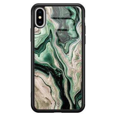 iPhone XS Max glazen hardcase - Green waves iPhone XS Max glazen hardcase - Green waves
