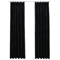 VidaXL Gordijnen verduisterend 2 st met haken 140x245 cm fluweel zwart - thumbnail
