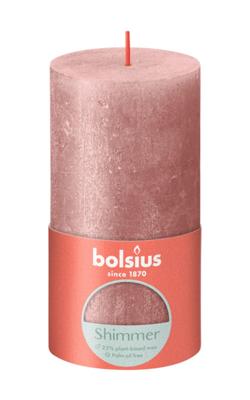 Bolsius shimmer rustiekkaars 130/68 roze