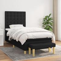Boxspring met matras stof zwart 90x190 cm - thumbnail