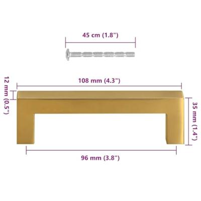 Handvatten 10 st 96 mm roestvrij staal goudkleurig Handvatten 10 st 96 mm roestvrij staal goudkleurig