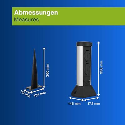 Buitenstopcontact paal kunststof 2 stopcontacten 37cm hoog 2 meter snoer met stekker - thumbnail