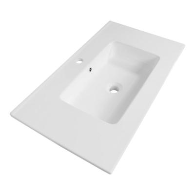 Brauer Starfall Wastafel - 80 cm - met 1 Spoelbak en 1 Kraangat - Keramiek Hoogglans Wit