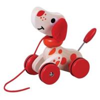 Simply for Kids Houten Trekpuppy Rood/Wit - thumbnail