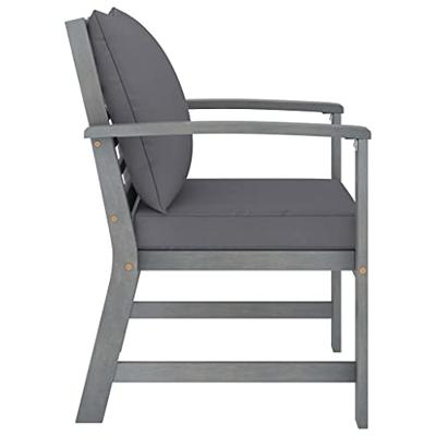 Tuinstoelen 2 st met donkergrijze kussens massief acaciahout - thumbnail
