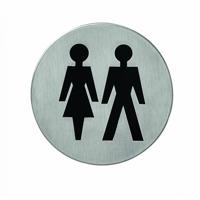 Intersteel pictogram dames- en herentoilet zelfklevend rond - RVS - thumbnail