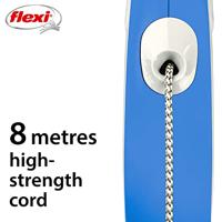 Flexi Nieuw Comfort Cord Grijs & Blauw Kleine 8m intrekbare hondenriem/riem voor honden tot 12kgs/26lbs - thumbnail