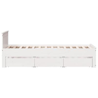 Bedframe met hoofdbord zonder matras grenenhout wit 75x190 cm