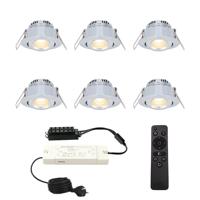 Complete Set van 6 Sienna Mini Inbouwspots 12V - 3W spots - 2700K warm wit - IP44 waterdicht - kantelbaar - Dimbaar - Verandaspots - Lage inbouwdiepte - thumbnail
