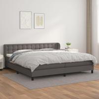 Boxspring met matras kunstleer grijs 200x200 cm - thumbnail