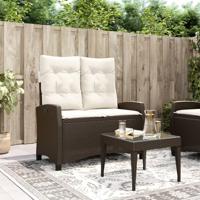 Tuinbankje verstelbaar met kussens poly rattan bruin - thumbnail