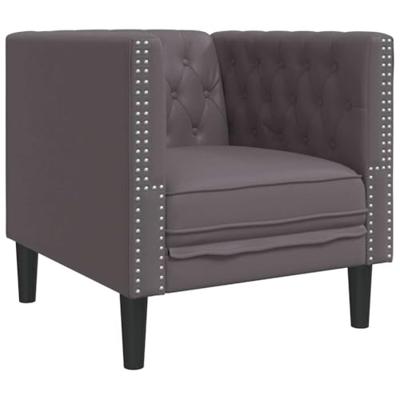 3-delige Loungeset Chesterfield-stijl kunstleer grijs