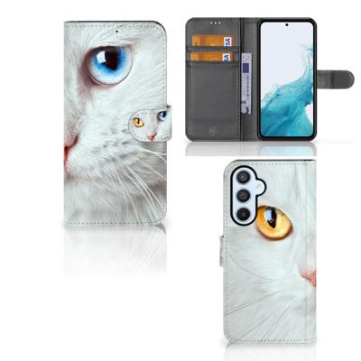 Samsung Galaxy A54 5G | Telefoonhoesje | Met pasjeshouder | Witte Kat Samsung Galaxy A54 5G | Telefoonhoesje | Met pasjeshouder | Witte Kat