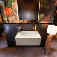 Badkamermeubelset Mondiaz Erin 80 cm met 1 Lade met RIDGE Wastafel Midden Linen met 1 kraangat Greeploos Mat Smoke - thumbnail