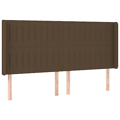 Hoofdbord met randen 203x16x118/128 cm stof donkerbruin