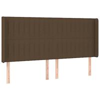 Hoofdbord met randen 203x16x118/128 cm stof donkerbruin - thumbnail