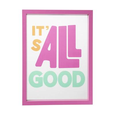Wanddeco it's all good - roze/groen/geel - 35x26x1.9 cm Wanddeco it's all good - roze/groen/geel - 35x26x1.9 cm
