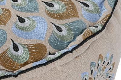 Poef DKD Home Decor Blauw Beige 60 x 60 x 27 cm