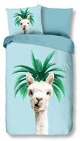 Good Morning Kinderdekbedovertrek "lama met palmboom" - Blauw - (140x200/220 cm) - Katoen - thumbnail